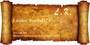 Lesko Kornél névjegykártya